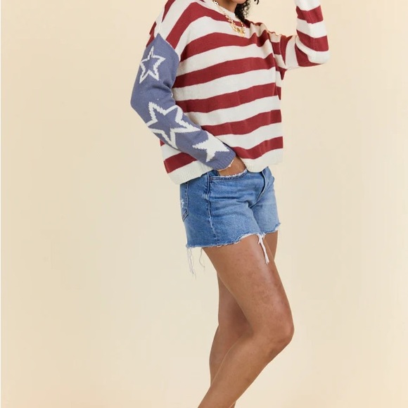 Pink Lily Red and Blue Striped Sweater - Picture 2 of 5